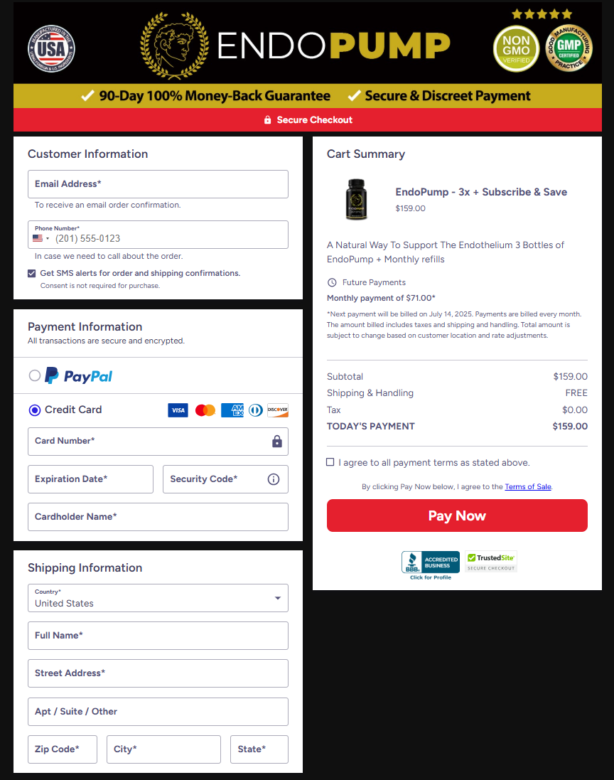 EndoPump Official Website Secure Order Page